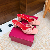 VALENTINO 26S BLOCK-HEEL SANDALS 65 MM IN LIGHT PINK CALFSKIN