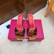 VALENTINO 26S BLOCK-HEEL SANDALS 65 MM IN METALLIC BRONZE CALFSKIN