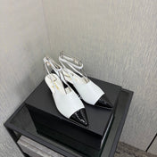 LV 26S SLINGBACK HIGH HEELS 40 MM IN WHITE AND BLACK CALFSKIN