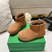 SNAP MINI ANKLE BOOTS IN BRONZE BROWN SUEDE AND SHEARLING LINING