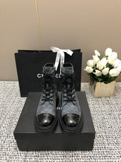 SHORT BOOTS SLATE GREY SUEDE LAMBSKIN