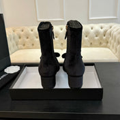 SHORT BOOTS IN BLACK VELVET AND LAMBSKIN