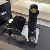 SHORT BOOTS 6.5 CM IN BLACK SUEDE AND CALFSKIN