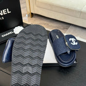SLIDE IN NAVY BLUE DENIM FABRIC 45 MM