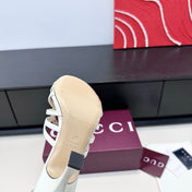 GUCCI 26S HEELED SANDALS 85 MM IN WHITE CALFSKIN WITH CRYSTAL