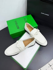 BOTTEGA VENETA 26S LOAFERS IN WHITE GRAINED CALFSKIN