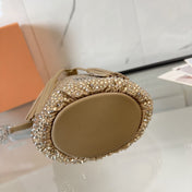 DIAMOND BUCKET BAG 17 IN ECRU BEIGE LAMBSKIN