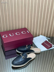GUCCI 26S LOAFER MULES IN BLACK CALFSKIN