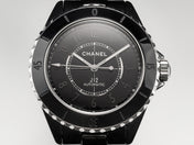 J12 Automatic Black Ceramic Black Numerals Black Dial White Steel Hands