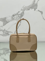 MEDIUM TOP HANDLE BAG 30 IN DRIED MOSS NYLON AND CALFSKIN TRIM