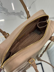 LARGE TOP HANDLE BAG 35 IN DRIED MOSS NYLON AND CALFSKIN TRIM