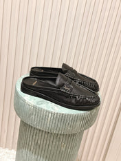 YSL 25S LOAFER MULE IN BLACK CALFSKIN