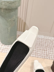 YSL 25S POPPY BALLET FLATS IN IVORY GLOSSY LAMBSKIN