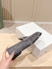 YSL 25S SAINT LAURENT LOAFERS IN GRAY SUEDE WITH SMALL LOGO