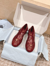 PRADA 26S MARY JANE 40MM IN DARK RED CALFSKIN WITH LOGO