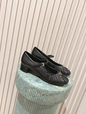 PRADA 26S MARY JANE 40MM IN BLACK CALFSKIN WITH LOGO