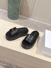 DIOR 26S PLATFORM SLIDE SANDALS 60 MM IN BLACK CALFSKIN