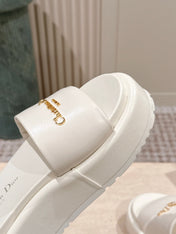 DIOR 26S PLATFORM SLIDE SANDALS 60 MM IN WHITE CALFSKIN