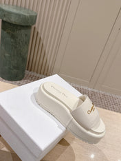 DIOR 26S PLATFORM SLIDE SANDALS 60 MM IN WHITE CALFSKIN