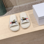 DIOR 26S SLIDE SANDALS IN WHITE LACE MONOGRAM EMBROIDERED CANVAS