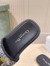 DIOR 26S SLIDE SANDALS IN GREY MONOGRAM EMBROIDERED CANVAS