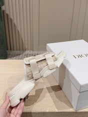 DIOR 26S DOUBLE STRAP SLIDE SANDALS IN BEIGE MONOGRAM CANVAS