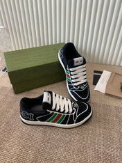 GG SCREENER SNEAKER WITH WEB BLACK CALFSKIN