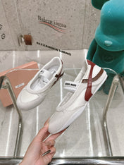 BALLERINAS IN WHITE TECHNICAL FABRIC AND SUEDE