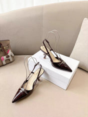 MY DD SLINGBACK PUMP 85MM IN BURGUNDY RED CALFSKIN