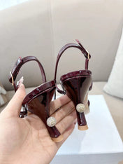 MY DD SLINGBACK PUMP 85MM IN BURGUNDY RED CALFSKIN