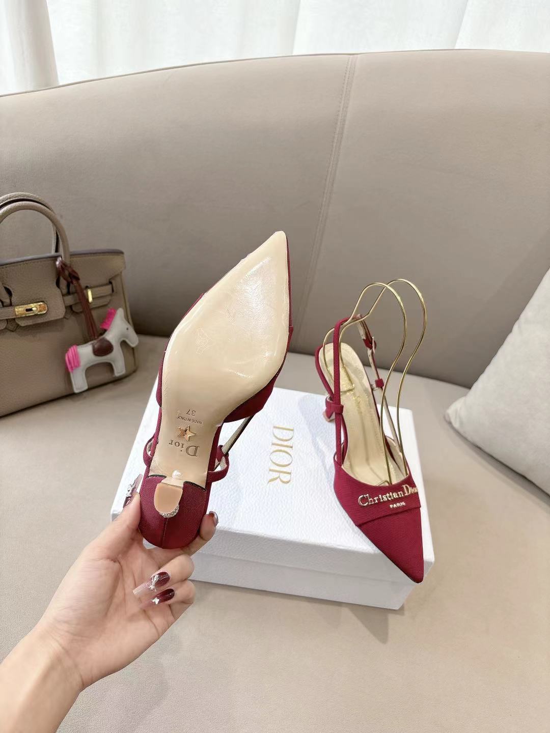 MY DD SLINGBACK PUMP 85MM IN RED DENIM