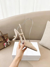 MY DD SLINGBACK PUMP 85MM IN BEIGE DENIM