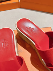 HM 25S HIGH WEDGE SANDALS IN RED LAMBSKIN STYLE 35