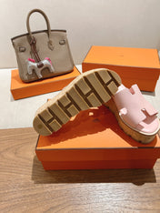 HM 25S HIGH WEDGE SANDALS IN PASTEL PINK LAMBSKIN STYLE 29
