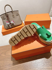 HM 25S HIGH WEDGE SANDALS IN GREEN LAMBSKIN STYLE 25