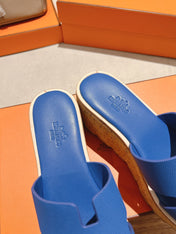 HM 25S HIGH WEDGE SANDALS IN COBALT BLUE LAMBSKIN STYLE 20