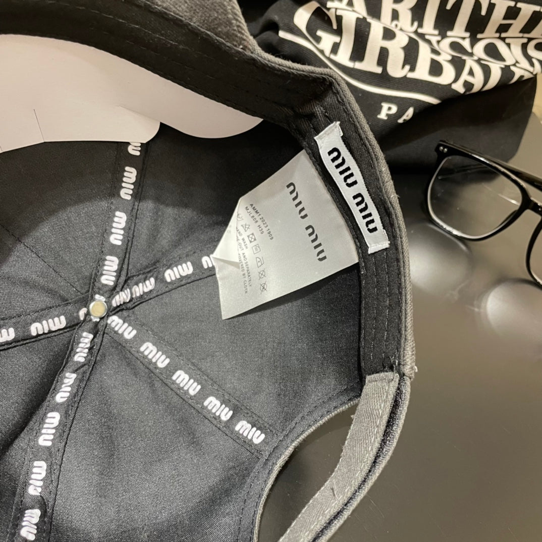 MIUMIU EMBROIDERED DENIM BASEBALL CAP STYLE 78