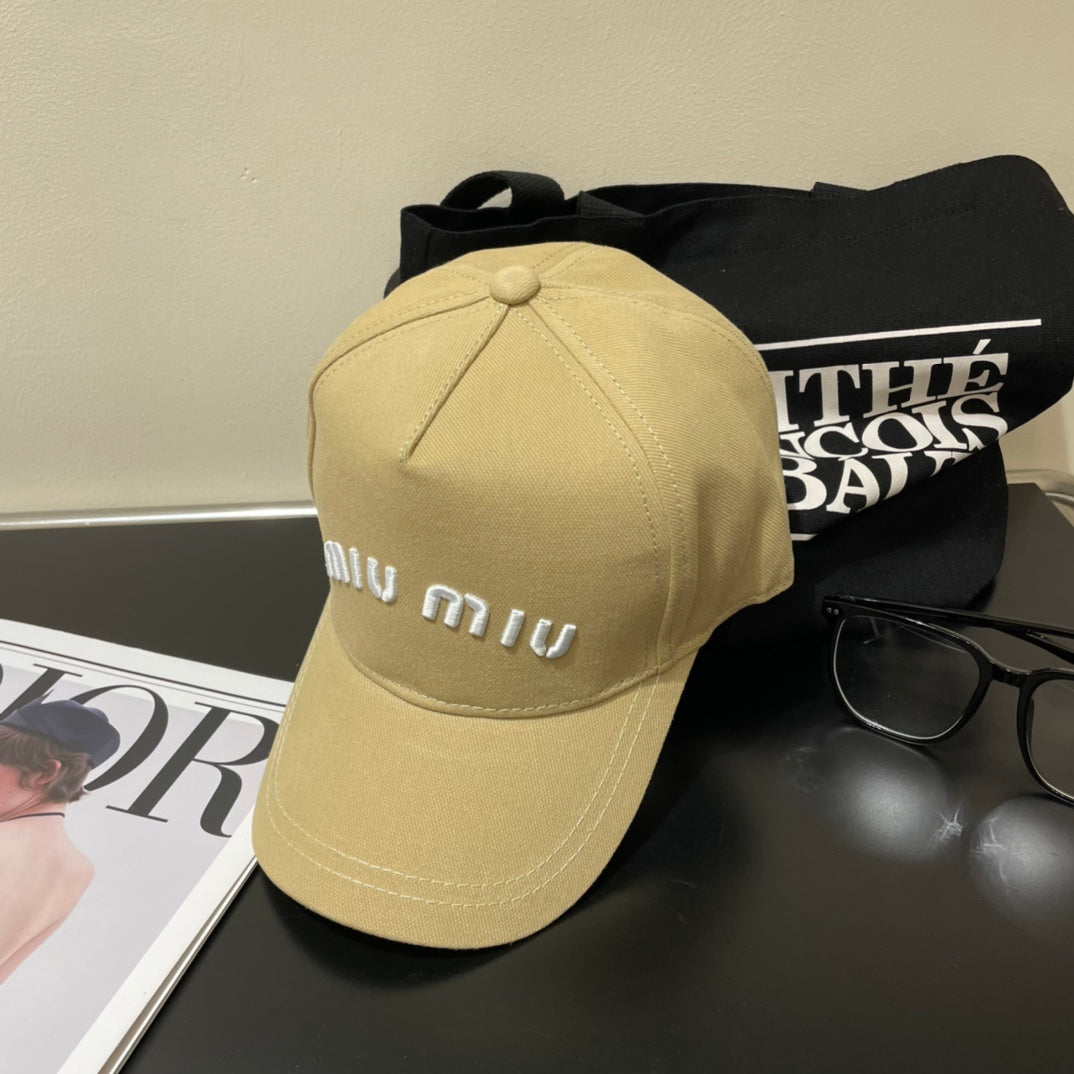 MIUMIU EMBROIDERED DENIM BASEBALL CAP STYLE 76