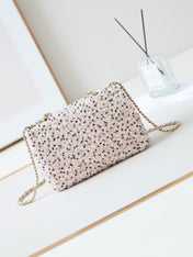 CHANEL 25S FLAP BAG 20 IN LIGHT PINK MIX BLACK SEQUINS