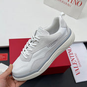 VALENTINO 25S RUNBOOT SNEAKERS IN WHITE SUEDE AND LAMBSKIN