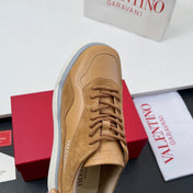 VALENTINO 25S RUNBOOT SNEAKERS IN BROWN SUEDE AND LAMBSKIN