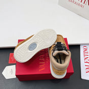 VALENTINO 25S RUNBOOT SNEAKERS IN BROWN MIX BLACK LAMBSKIN