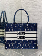 MISS MEDIUM TOTE 36 IN WHITE MIX DEEP COVE BLUE CANVAS
