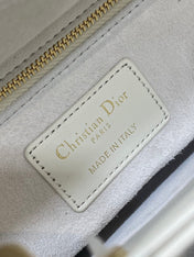 SMALL 20 LADY BAG IN WHITE MACROCANNAGE LAMBSKIN WITH GOLD HARDWARE