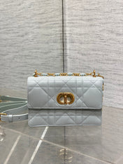 MISS CARO MINI 17 BAG IN CHROME GRAY MACROCANNAGE LAMBSKIN