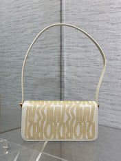 MINI 18 FLAP BAG IN WHITE LAMBSKIN WITH GOLD RHINSTONES