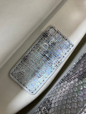 MINI 17 LADY BAG IN SILVER SNAKESKIN PATTERN LAMBSKIN
