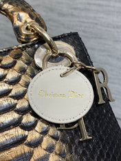 MINI 17 LADY BAG IN BLACK MIX COFFEE BROWN SNAKESKIN PATTERN LAMBSKIN