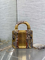 MINI 17 LADY BAG IN GOLDEN SNAKESKIN PATTERN LAMBSKIN