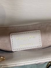 DIOR 25S MINI LADY DIOR BAG 17 IN PINK CALFSKIN CHARM CRYSTAL EMBELLISHMENTS